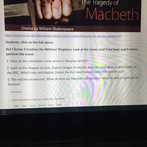 The tragedy of Macbeth please help