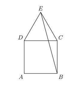 In the figure shown, ABCD is a square and triangle CDE is equilateral. What is the degree measure o