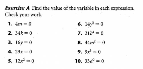Find the value of the variable in each expression