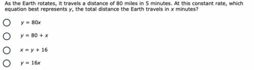 As the earth rotates, it travels a distance of 80 miles in 5 minutes. At this constant rate, which