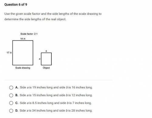 Use the given scale factor and the side lengths of the scale drawing to determine the side lengths