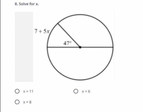 Solve for x, and refer to the attached image.
