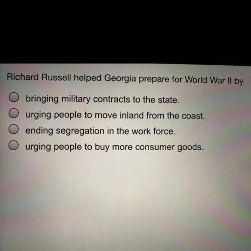 Richard Russell helped Georgia prepare for World War Two by

Also I need friends so add me on snap