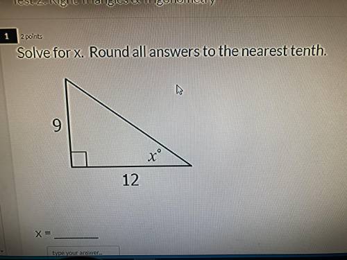 Solve for x. round to the nearest tenth.