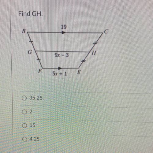 Find GH
19
9x-3
5x+1