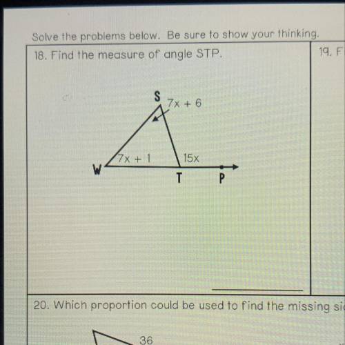 18. Find the measure of angle STP.