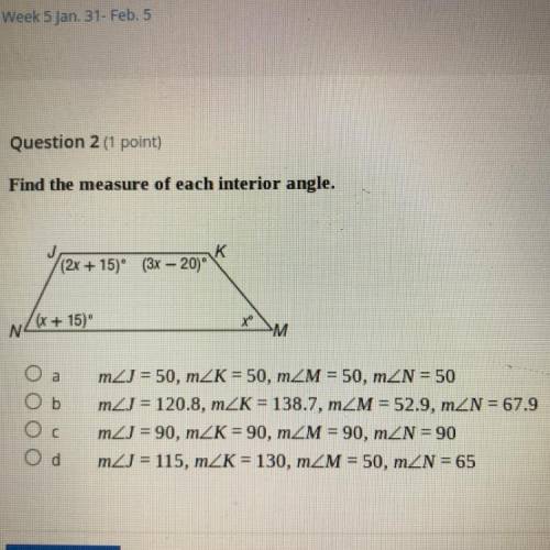 Find the measure of each interior angle.