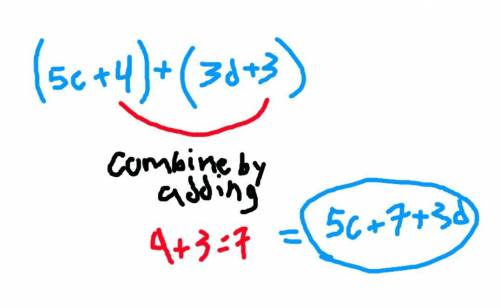 (5c+4)+(3d+3) simplify