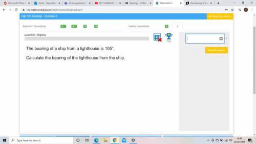 Please help

the bearing from a ship to a lighthouse is 105 calculate the bearing of the lighthous