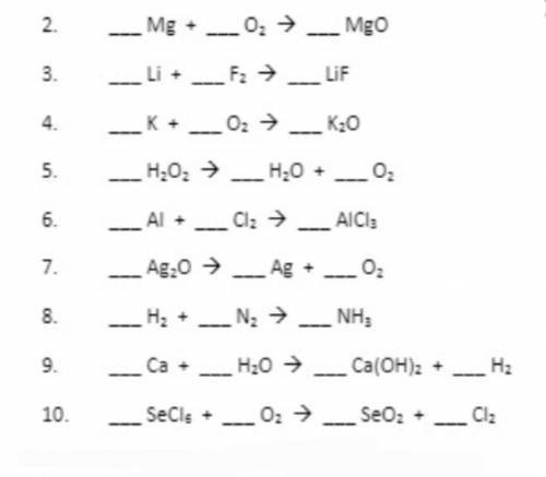 Hello can someone pls help me with this question! ( About Balancing Chemical Equations Worksheet)