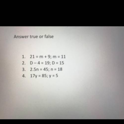 Pls answer the four questions if they are true or false
