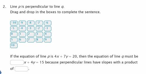 Line p is perpendicular to line q.