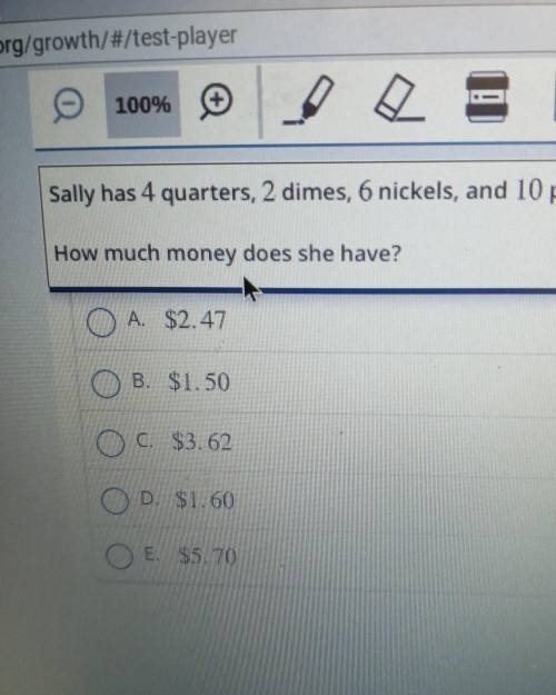 Sally has four continents 2 dime 6 nickels and 10 pennies can you please help me