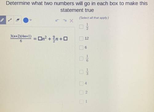 Determine what two numbers will go in each box to make this statement true

3(n+2)(4n+1) 6 = [] n^