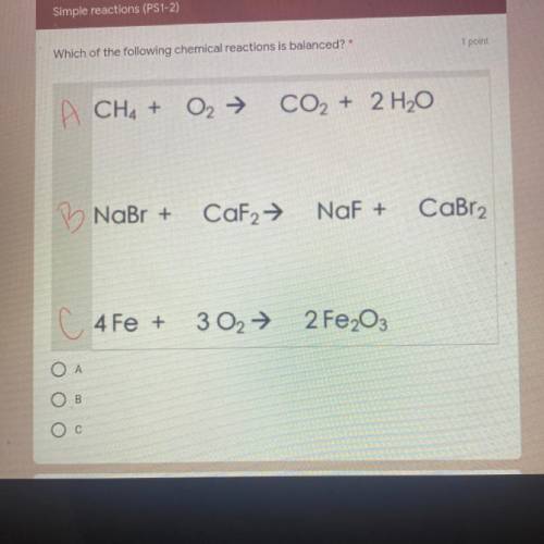 Which of the following chemical reactions is balanced?