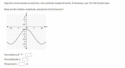 What are the midline, amplitude and period of this function? NEED HELP ANSWER ASAP PLEASE!!!