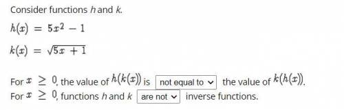 Consider functions h and k
