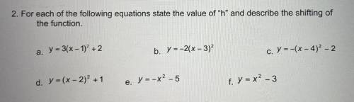 For each of the following equations state the value of h and describe the shifting of the functio