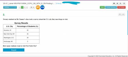 Twenty students in Mr. Tanner’s class took a survey about the U.S. city they most hope to visit.
