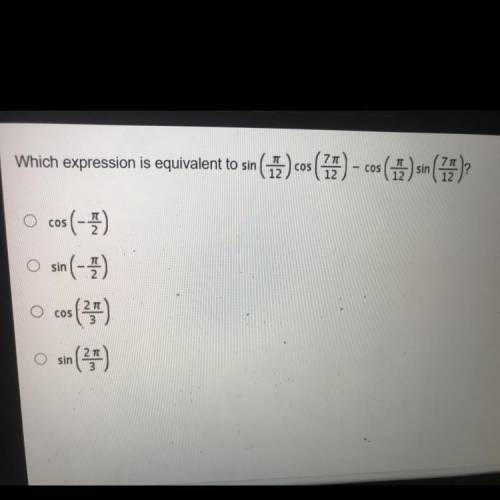 Which expression is equivalent to sin(pi/12) cos(7pi/12)-cos (pi/12)sin(7pi/12)