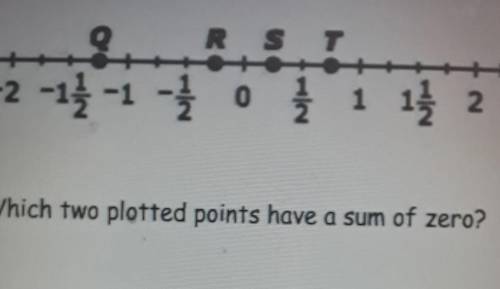 Points q, r, s, t, are plotted on the number line below. Which two plotted points have a sum of zer