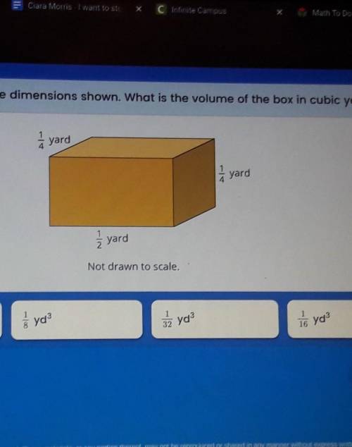 A shipping box has the dimensions shown. What is the volume of the box in cubic yards? yard yard ya