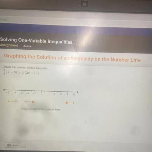 Graphing the Solution of an Inequality on the Number Line

Graph the solution of this inequality: