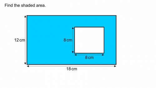 Find the shaded area. 12 cm 18 cm 8cm 8cm