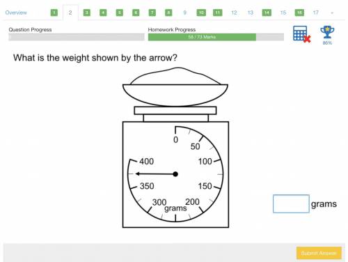What is the weight shown by the arrow? (in grams please)