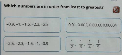 Which number are in order from least to greatest