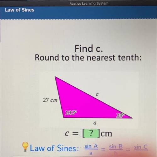 Find c. Round to the nearest tenth. Laws of sines￼