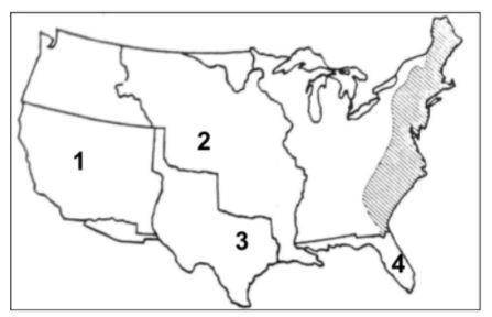 Please help me!!
Which numbered area was annexed by the United States in 1845?