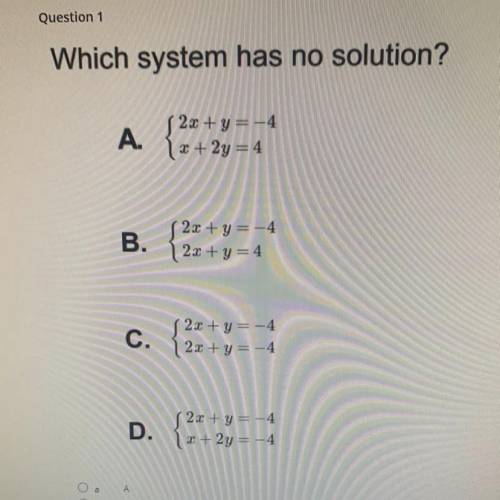Which system has no solution? A b c d