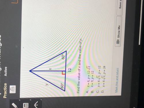 Find the value of x and the value of y