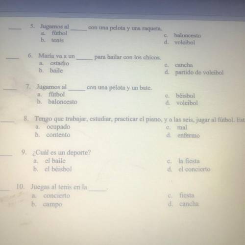 Please help me to answer these Spanish questions :)