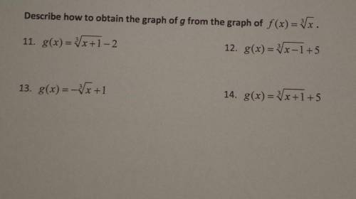 Describe how to obtain the graph of g from the graph of f(x)=