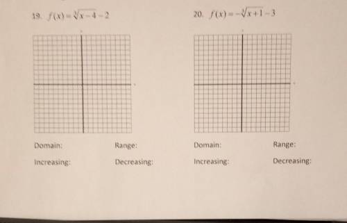 sketch the graph of each function. Then State the domain, range and increasing, decreasing interval