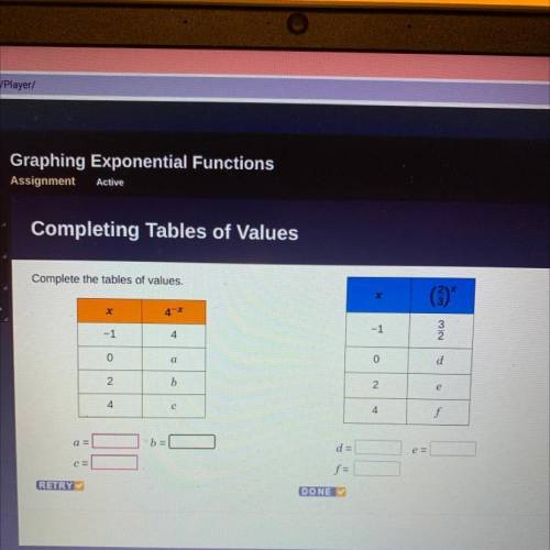 Complete the tables of values. TIMED HURRY!!