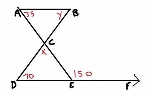 A. Find x 
b. Find y 
c. Is triangle ABC an isosceles triangle? Why or why not?
