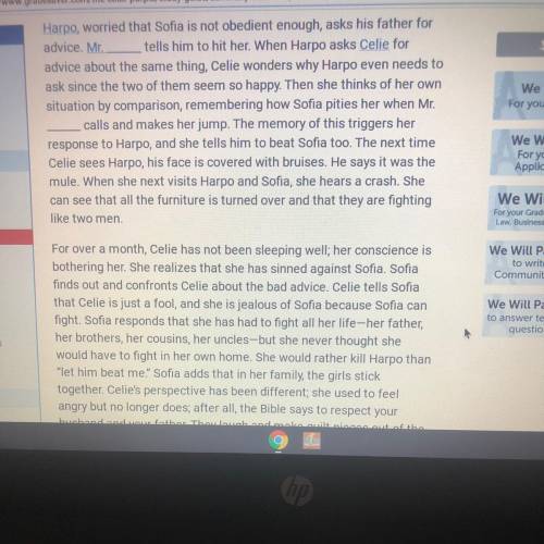 In 2-3 paragraphs, Compare and Contrast Celie and Sophia. Think about the roles they play and even