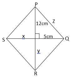 PQRS is a rhombus. Find x, y, and z. Give reasons.