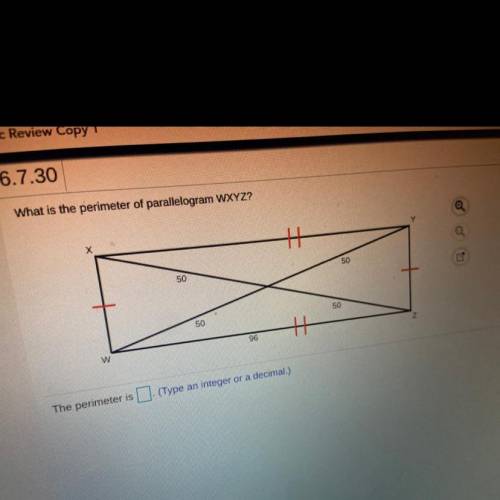 Please answer!!

What is the perimeter of parallelogram WXYZ?
The perimeter is (Type an integer or