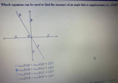 3. Which equation can be used to find the measure of an angle that is supplementary to