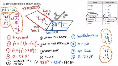 In detail, describe the steps that were discussed in class for finding the area of a composite figu