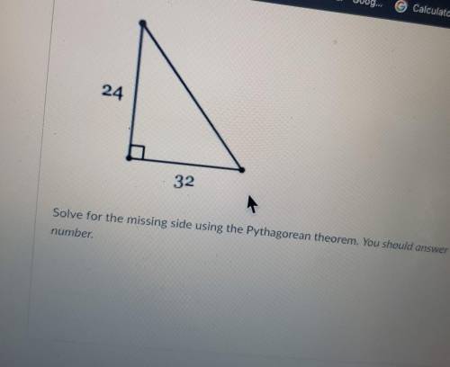 solve using the Pythagorean theorem. You should awnser as a whole number. PLS HELP QUICK THIS IS A