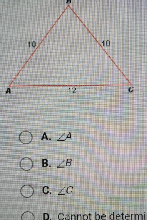 Which angle in triangle ABC has the largest measure​
