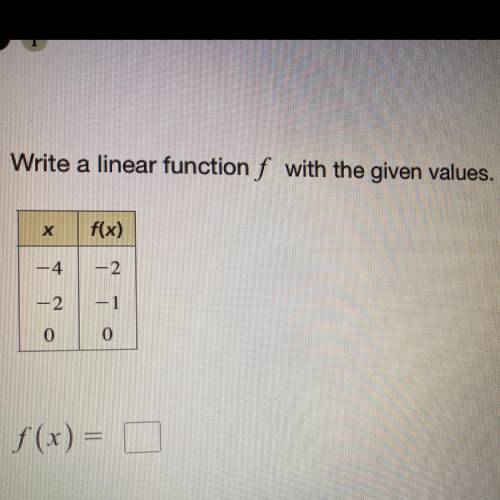 Write a linear function with the given values.