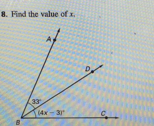 8. Find the value of x.
A
D
339
(4x - 3)
с.
B