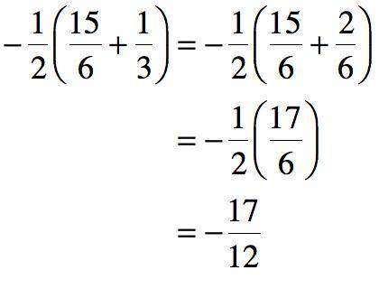 Simplify this expression 
-1/2 (15/6 + 1/3)