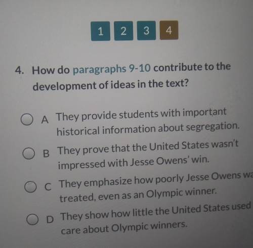 Question 4 on Jesse Owens Commonlit​